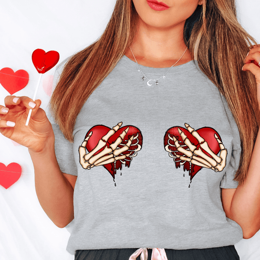 Skeleton Hand holding hearts DTF Transfer