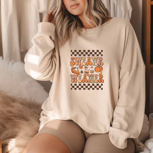 Sweater Weather Fall Checkered DTF Transfer