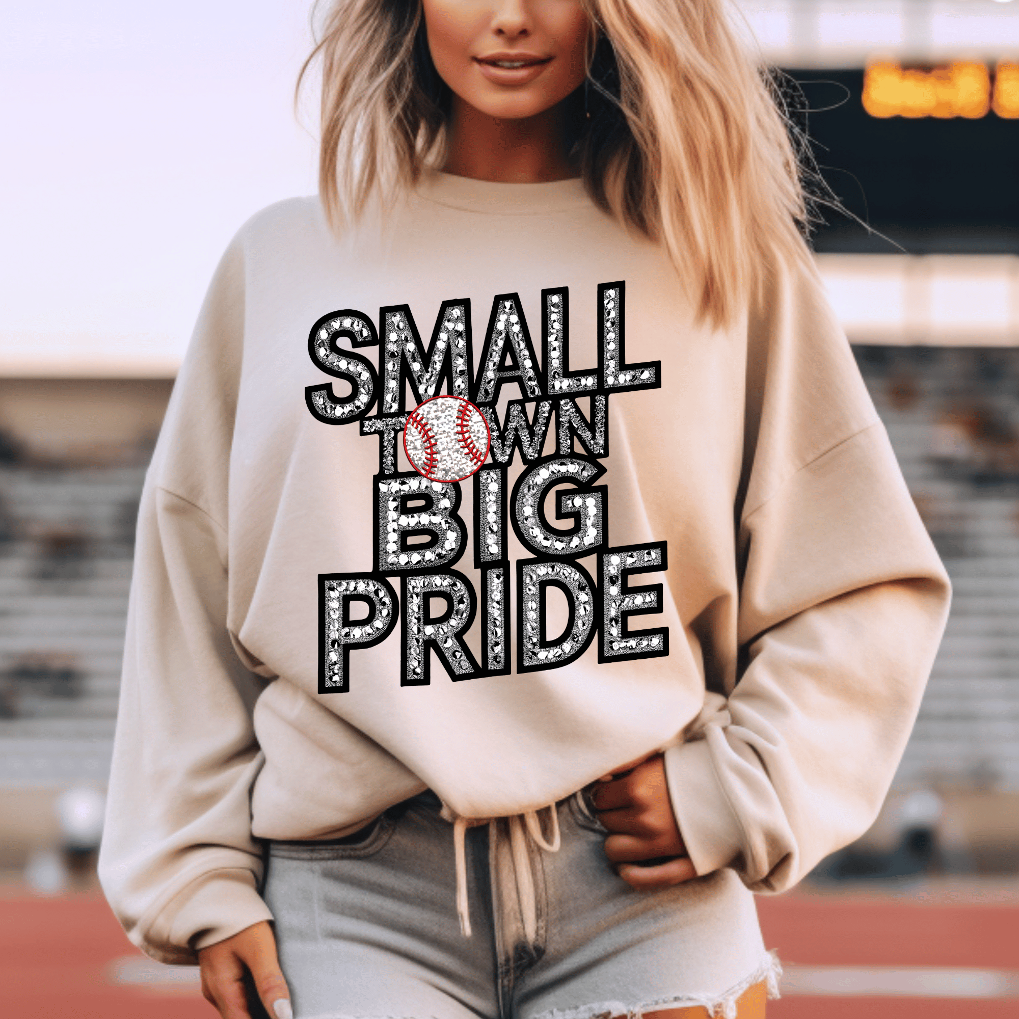 Pride Rhinestone Transfer *Faux Rhinestone Baseball Small Town Big Pride DTF Transfer – Top Notch ...