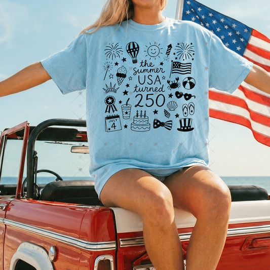 The Summer USA turned 250 Years Black DTF Transfers