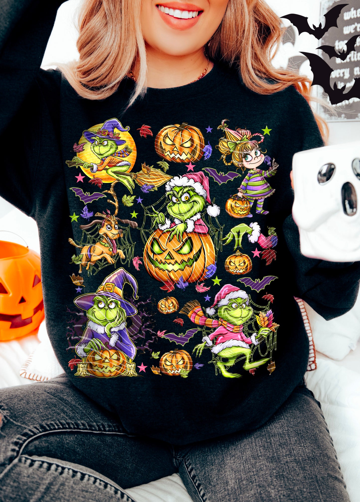 Green Guy & Pumpkins *Optional long sleeve design*DTF Transfer