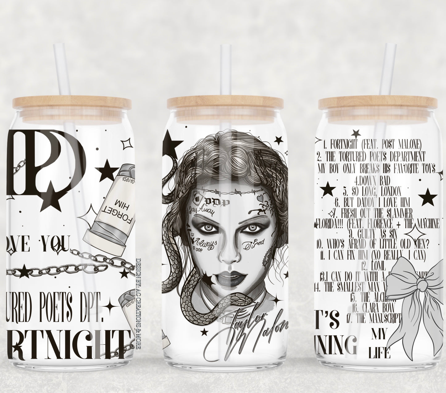 TS The Tortured Poets Dpt UV DTF 16oz Cup Wrap