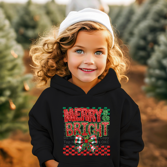 Merry & Bright Green & Red Plaid Bow DTF Transfer