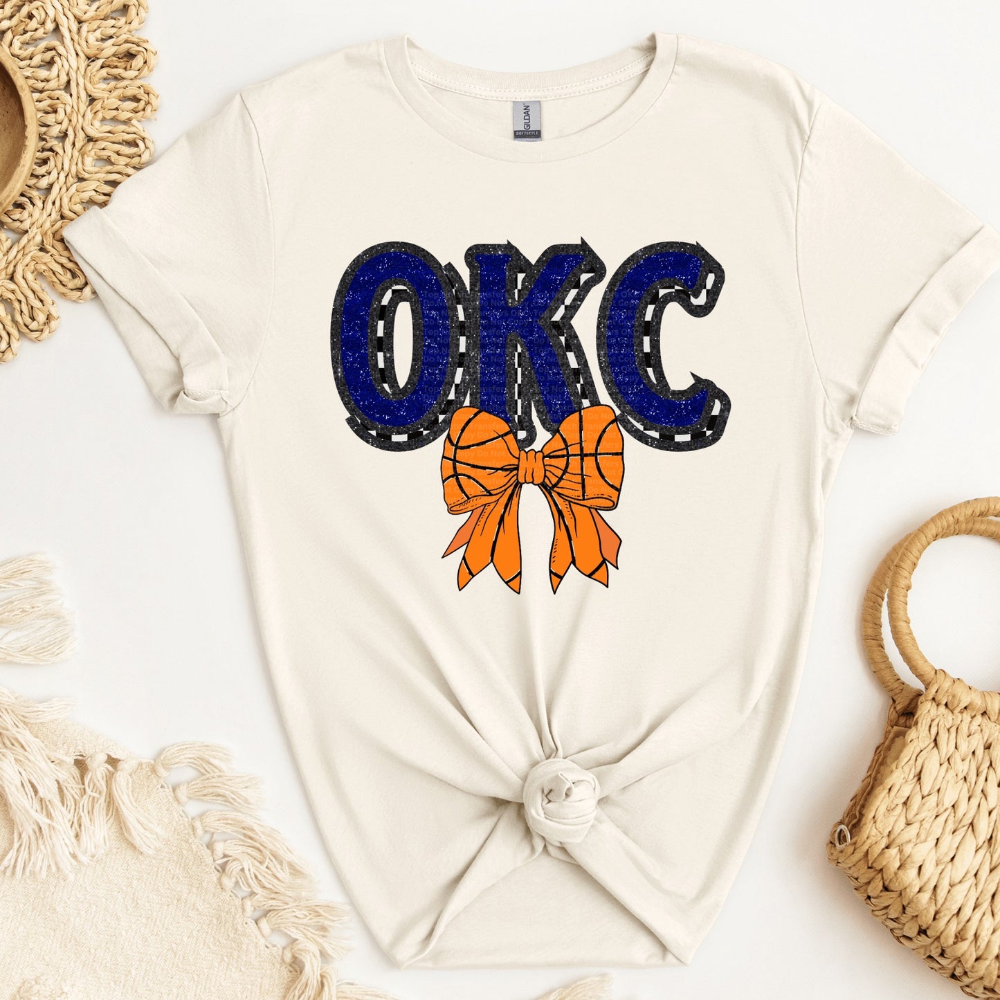 OKC w/Basketball Bow DTF Transfer
