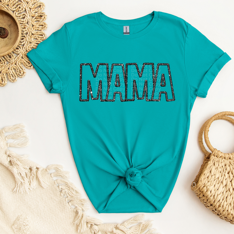 Mama Balck Faux Glitter DTF Transfer