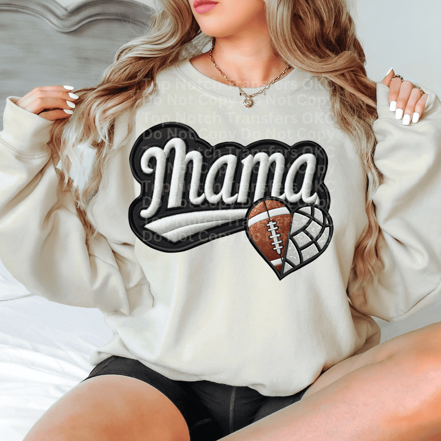 Faux Embroidery Mama Football/Volleyball DTF Transfer