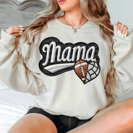 Faux Embroidery Mama Football/Volleyball DTF Transfer