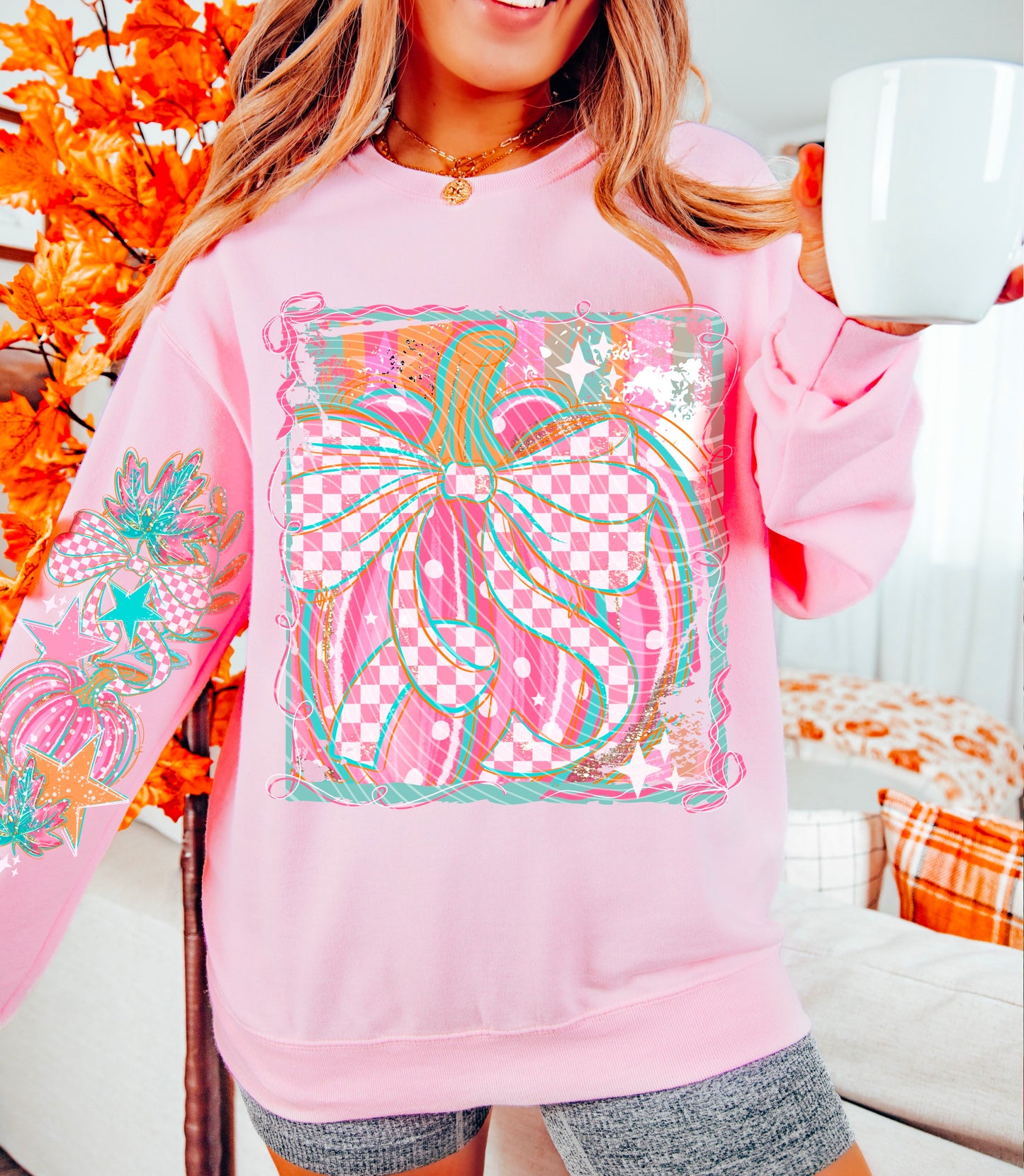 Pastel Pumpkin *Optional long sleeve design* DTF Transfer