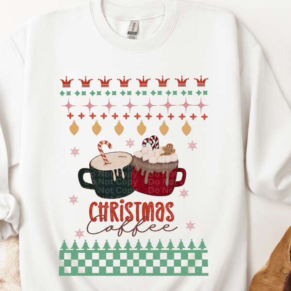 Christmas Coffee Ugly Christmas Sweater DTF Transfer