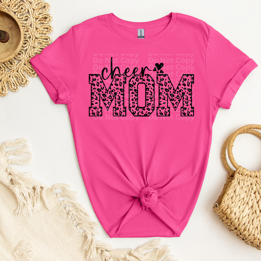 Cheer Mom Leopard Print black DTF Transfer