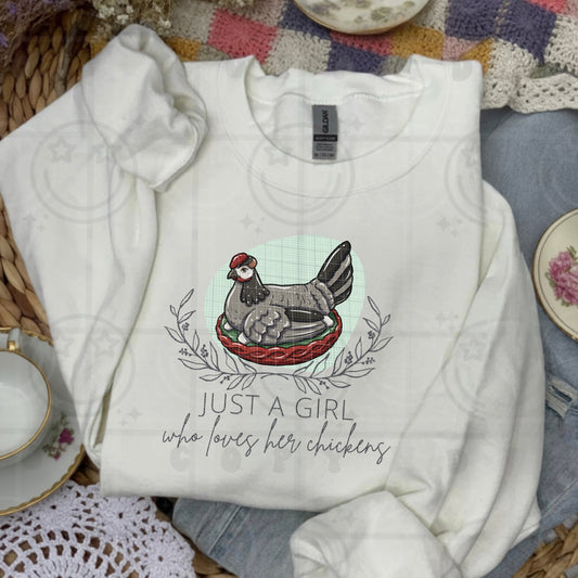 Just A Girl Who Loves Her Chickens DTF Transfer