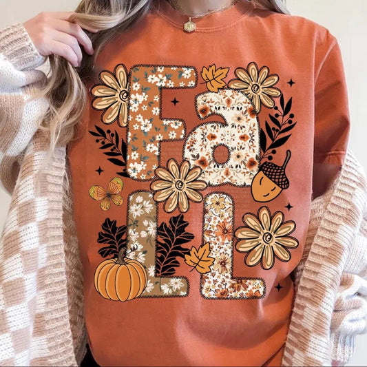 Fall Floral & Pumpkins DTF Transfer