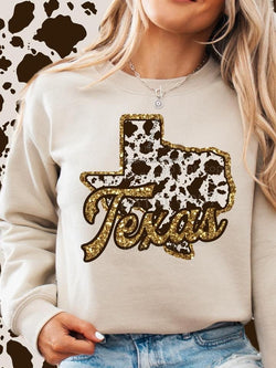 Cowprint Glitter Texas DTF Transfer