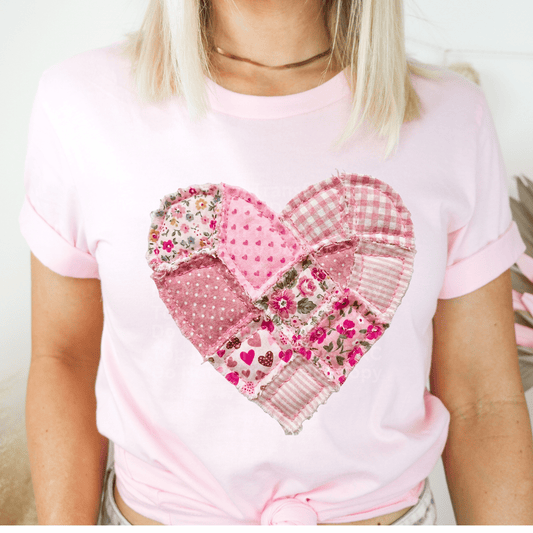 Faux Patchwork Quilted Heart DTF Transfer