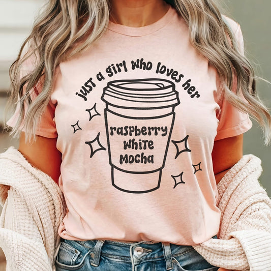 Just a girl who loves her *Custom* leave requested drink name in notes DTF Transfer