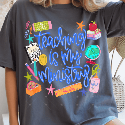 Teaching Is My Ministry Blue DTF Transfer