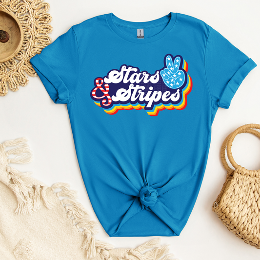 Stars & Stripes Blue Peace Sign DTF Transfer