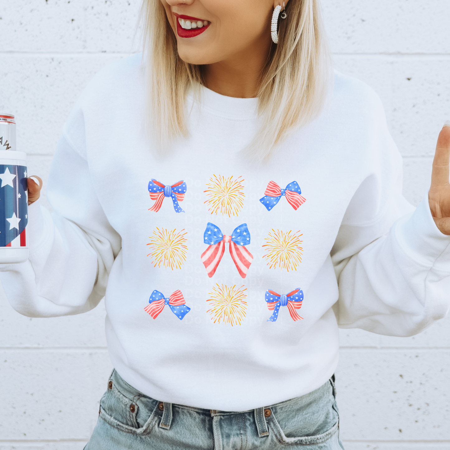 Patriotic Bows & Fireworks Coquette DTF Transfer