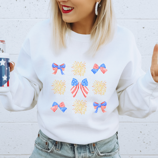 Patriotic Bows & Fireworks Coquette DTF Transfer