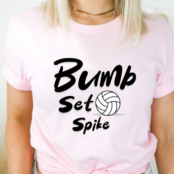 Bump Set Spike Black Words with Volleyball DTF Transfer