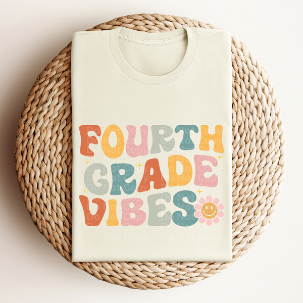 Fourth Grade Vibes Colorful Retro Font DTF Transfer