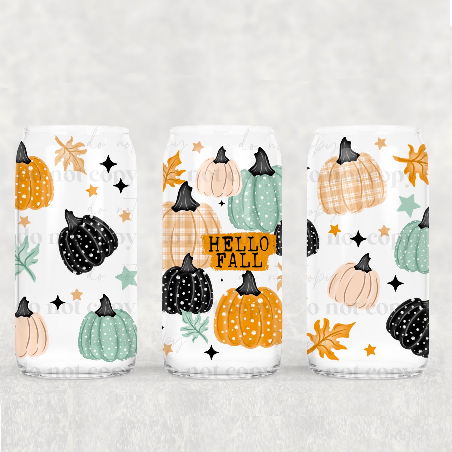 Hello Fall Pastel Pumpkins UV DTF 16 oz Cup Wrap *CSC 0925*
