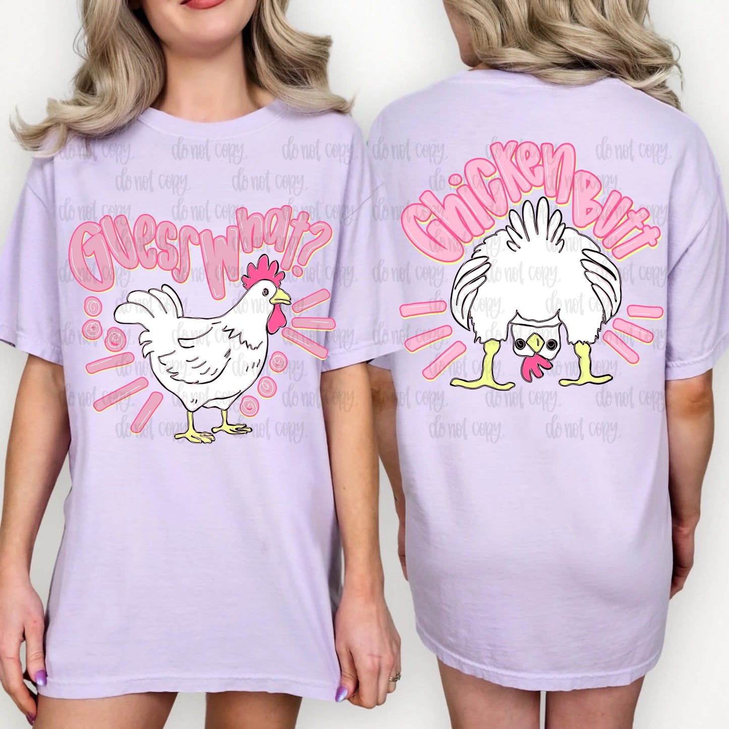 Guess What, Chicken Butt Front & Back Pink DTF Transfer