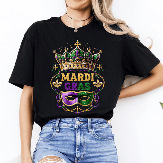 Mardi Gras Crown & Mask DTF Transfer