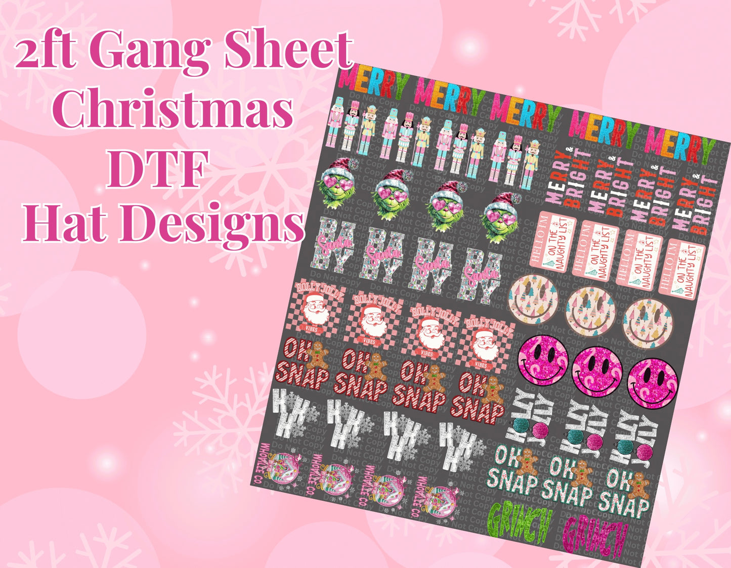 2ft Christmas Hat DTF Designs Gang Sheet