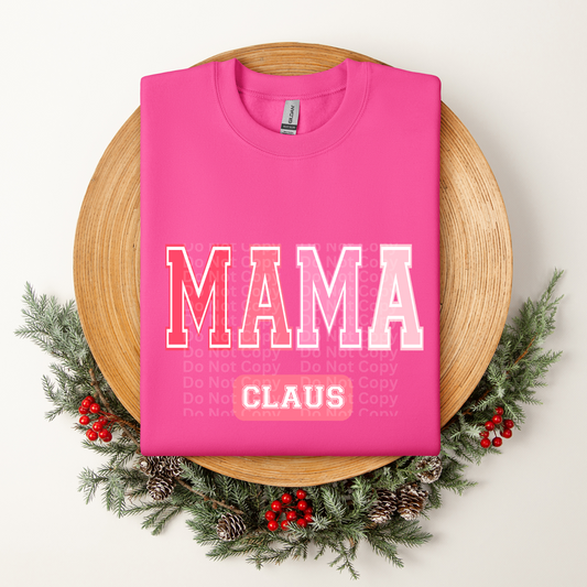 MAMA Claus Varsity Font Pinks DTF Transfer