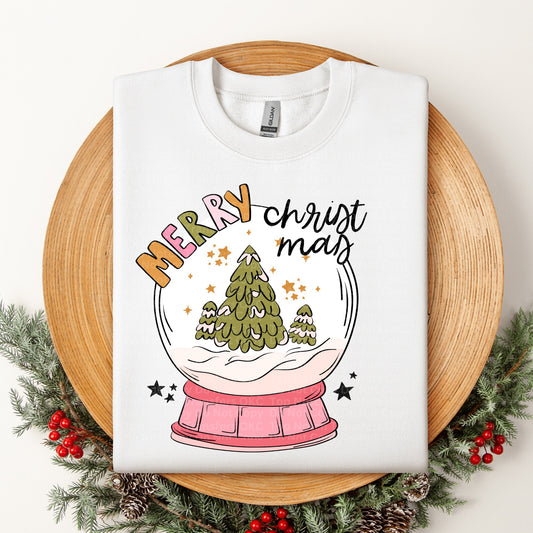 Merry Christmas Pink Snow Globe DTF Transfer