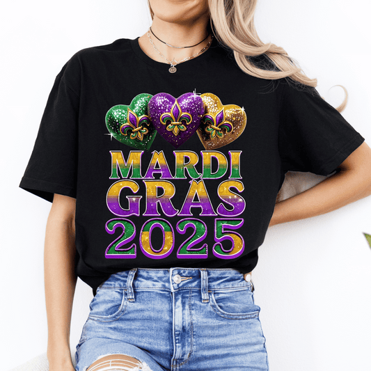 Mardi Gras 2025 Hearts DTF Transfer