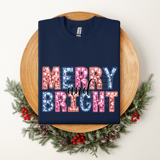 Merry & Bright Faux Sequin DTF Transfer