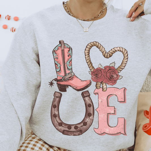 LOVE Rope Heart and Horseshoe DTF Transfer