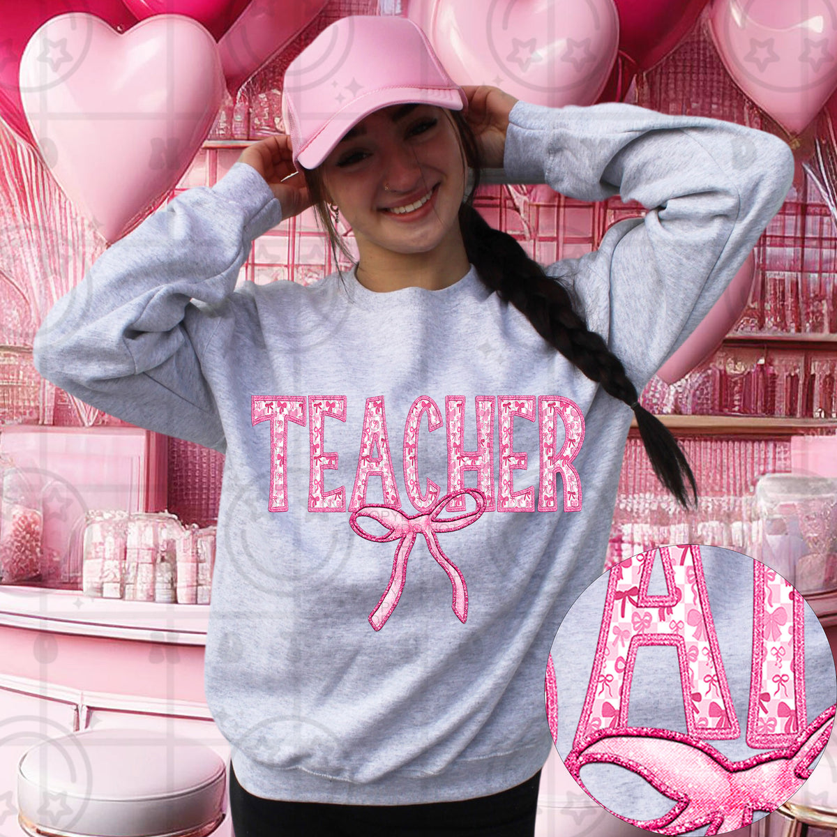 Teacher Pink Bow DTF Transfer