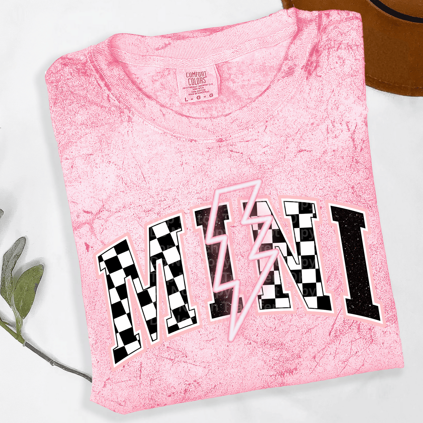 Checkered Mini Neon Light Pink DTF Transfer
