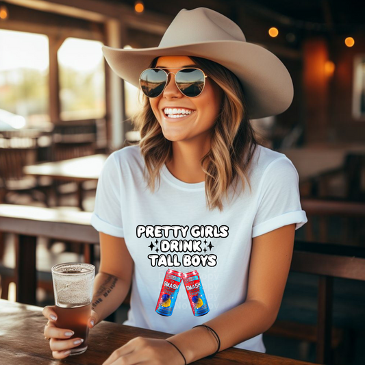 Pretty Girls Drink Tall Boys Red, White & Berry DTF Transfer