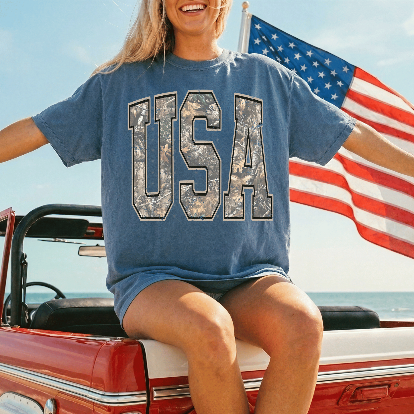 Camo USA Distressed DTF Transfer