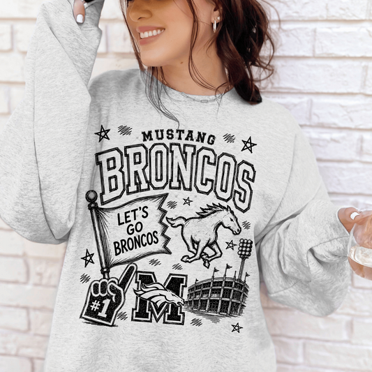 Mustang Broncos Black Collage DTF Transfer