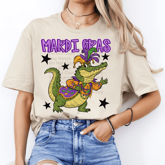 Mardi Gras Gator DTF Transfer