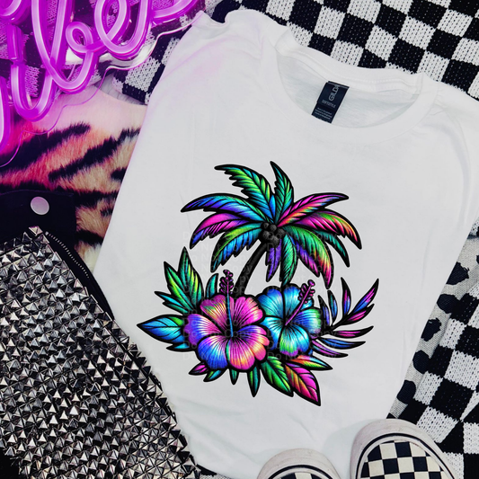 Palm Tree and Flowers DTF Transfer