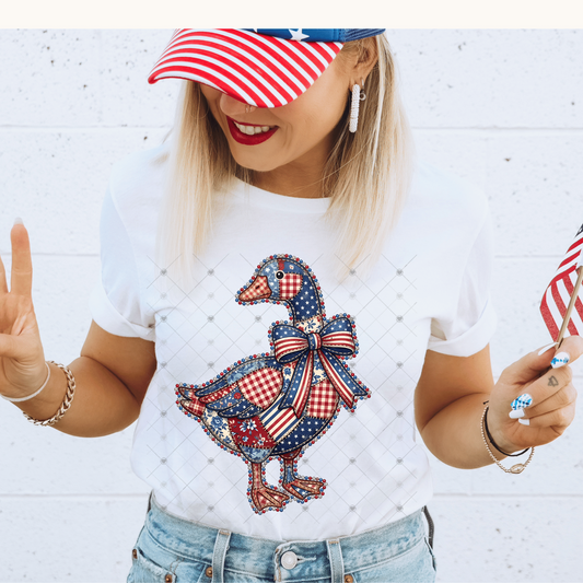 Patriotic Patchwork Goose DTF Transfer