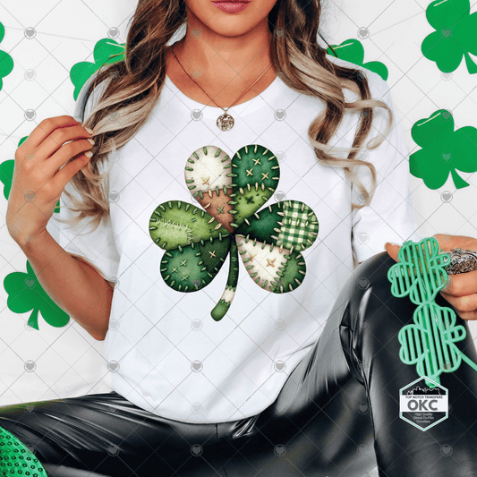 Faux Patchwork Clover DTF Transfer