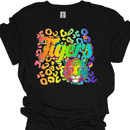 Rainbow Tigers Leopard Print DTF Transfer