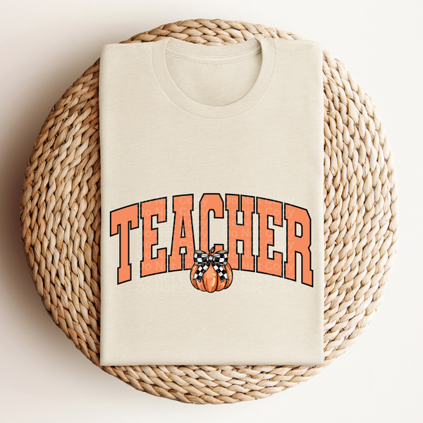 Teacher - Orange with Pumpkin DTF Transfer