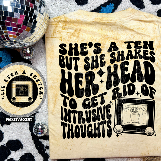 She Shakes Her Head to Get Rid of Intrusive Thoughts DTF Transfer