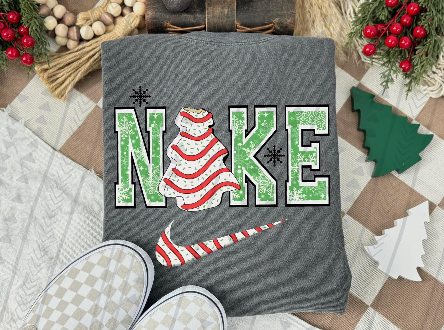 Christmas Tree Cake N!ke DTF Transfer