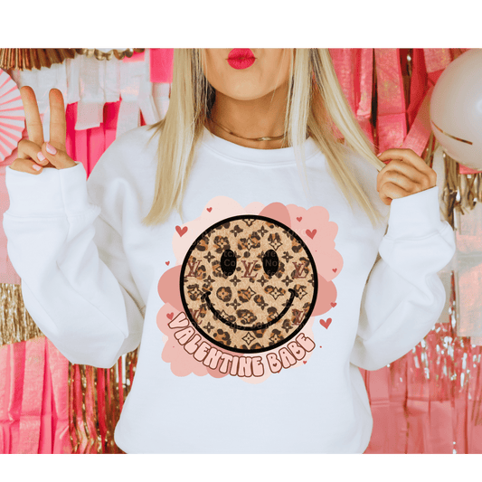 Valentine Babe Bougie Leopard Print Smiley DTF Transfer