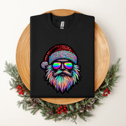 Holographic Santa with Sunglasses DTF Transfer