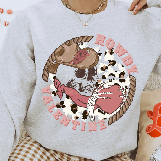 Howdy Valentine Cowboy Skeleton DTF Transfer